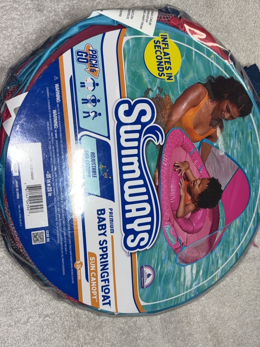 Swimways Pink Baby Spring Float with Sun Canopy